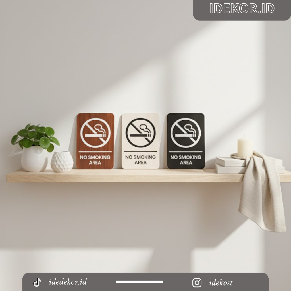 FLASH SALE Papan Sign NO SMOKING AREA | Kayu Premium Tahan Air - Dilarang Merokok