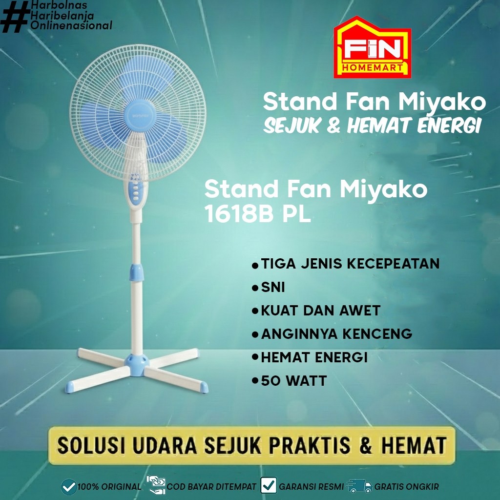 Kipas Angin Miyako KAS-1618 B Stand Fan 16 Inch 2in1 - Kipas Angin Berdiri & Meja Miyako 1618B Duo F
