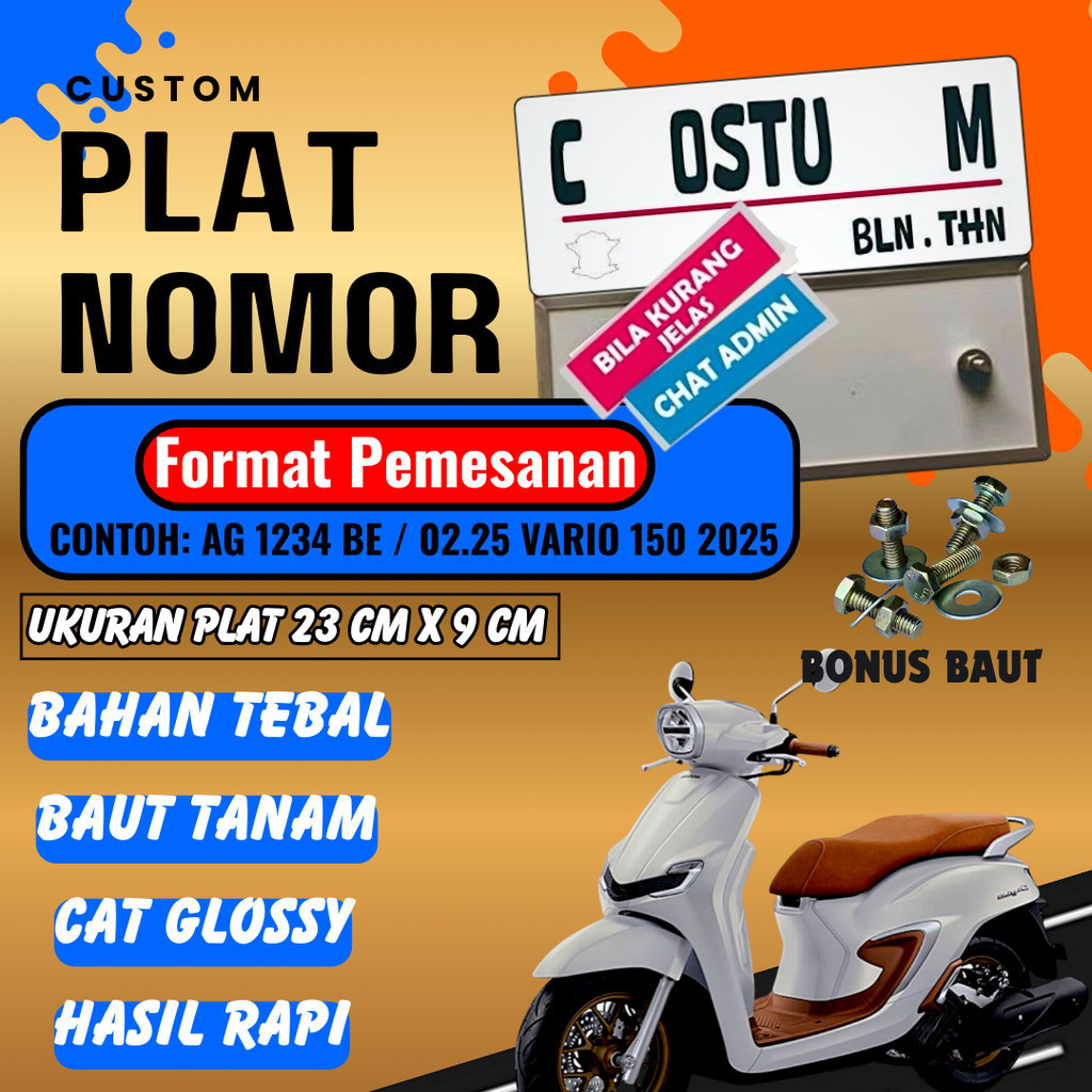 PLAT WARNA PUTIH//PLAT ALUMINIUM//PLAT BAUT TANAM