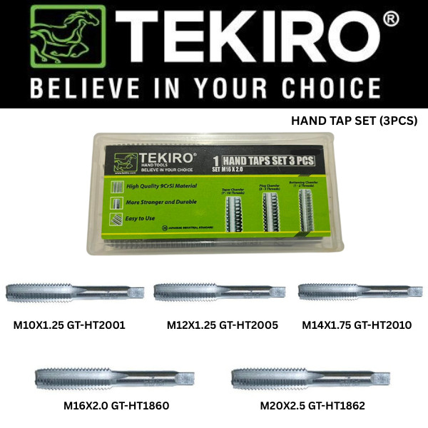 TEKIRO Hand Tap Set M10X1.25-M12X1.25-M14X1.75-M16X2.0-M20X2.5 / Hand Tap Ulir TEKIRO