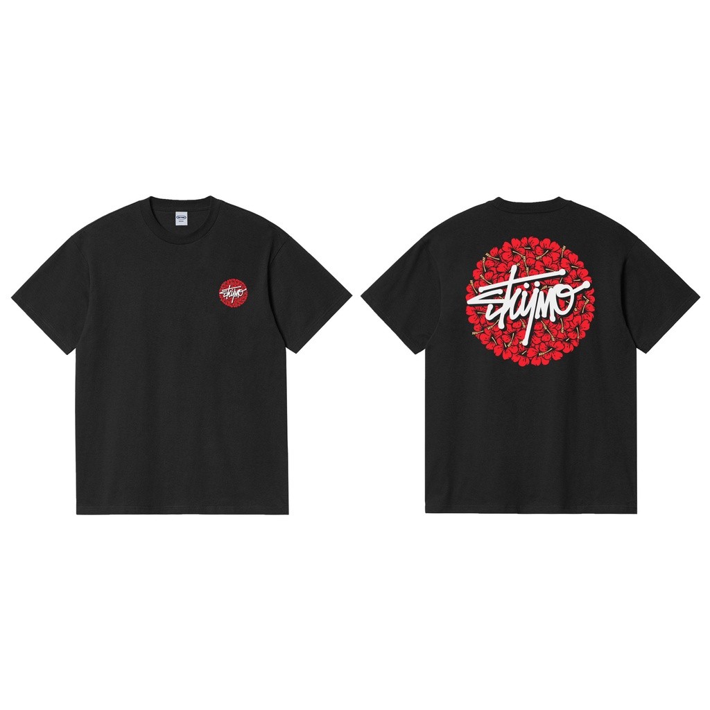 COD-Kaos Skymo Apparel Hibiscus Hitam kaos oversize baju kaos pria