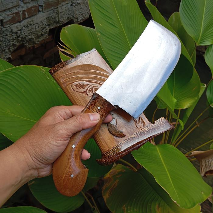 Golok Cincang Daging Baja Ukir