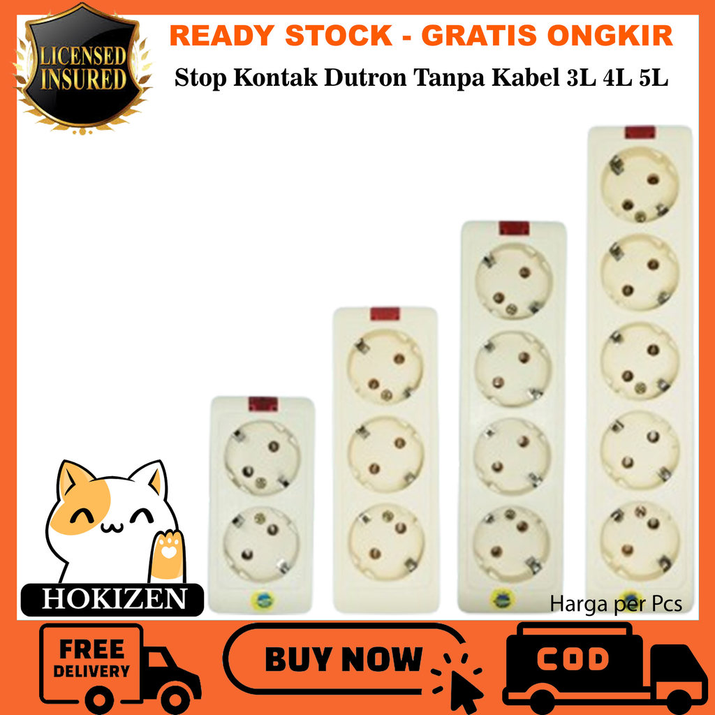 Dutron Stopcontact Tanpa Kabel 3 Lubang 4 Lubang 5 Lubang Sakelar Arus Lampu LED Indikator Socket Ar