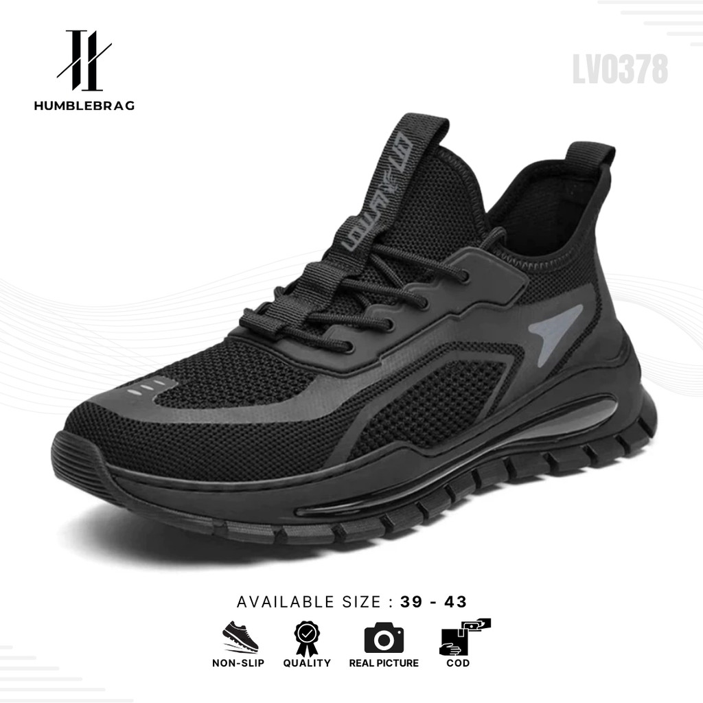 HMBRG Minho Sepatu Sneakers Pria Casual Sepatu Sport Hitam LV0378