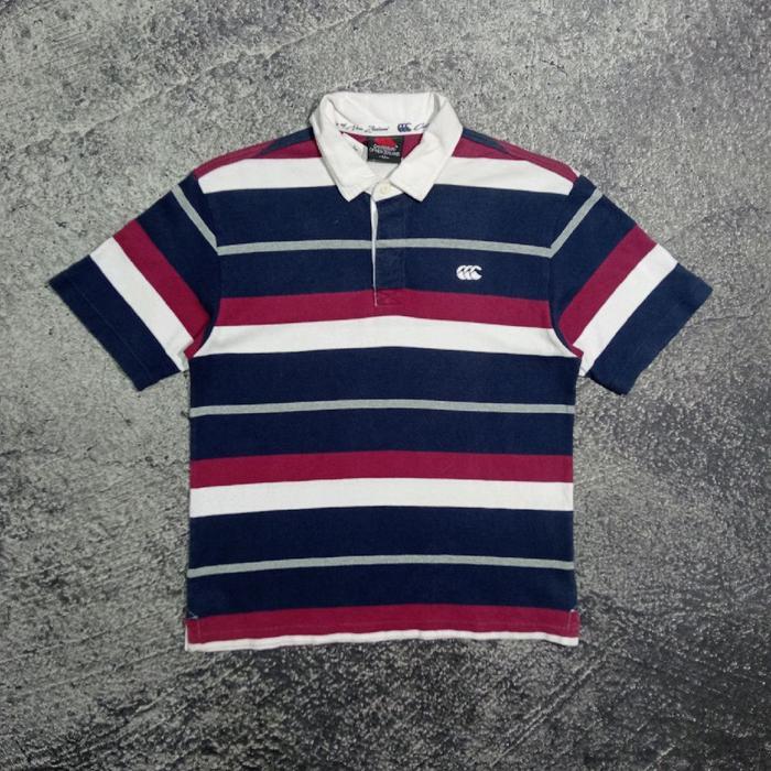 Kaos Krah casual pria CANTERBURY OF NEW ZEALAND stripe 4 colour murah size M