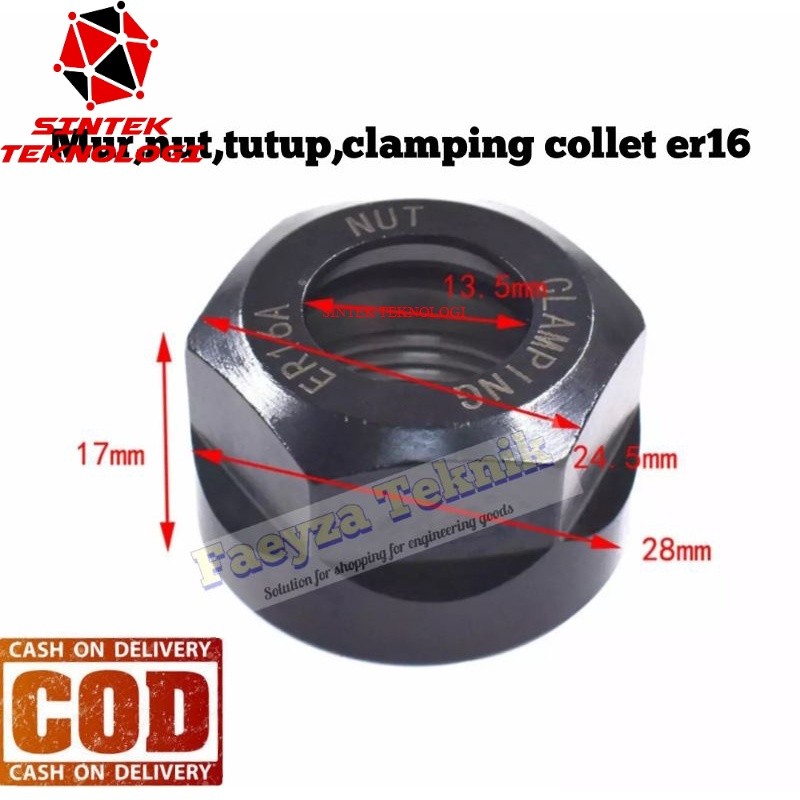 mur collet nut collet ER16 tutup collet clamping collet bukan arbor