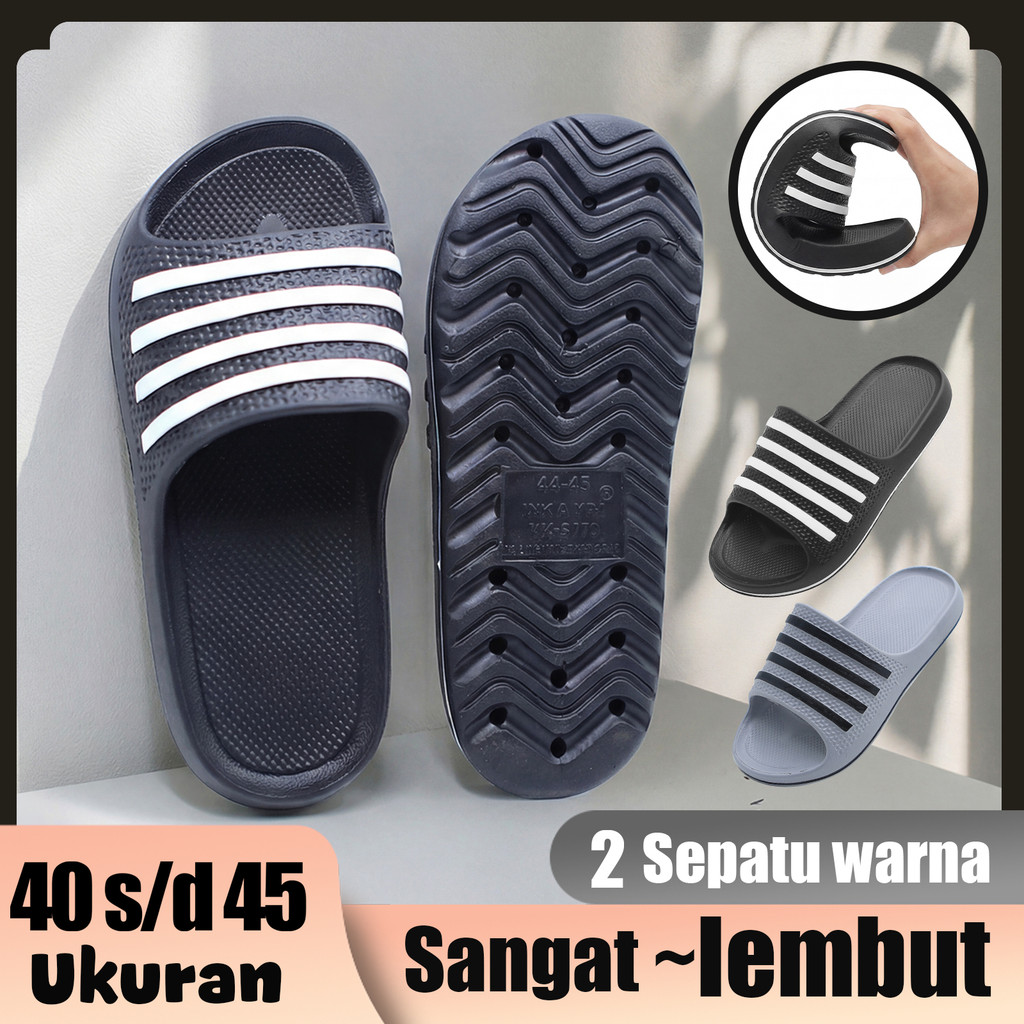 Inkayni Sandal Pria Slop Full Karet Sandal Pria Karet Empuk Anti Slip Sepatu Sandal Karet Pria Empuk