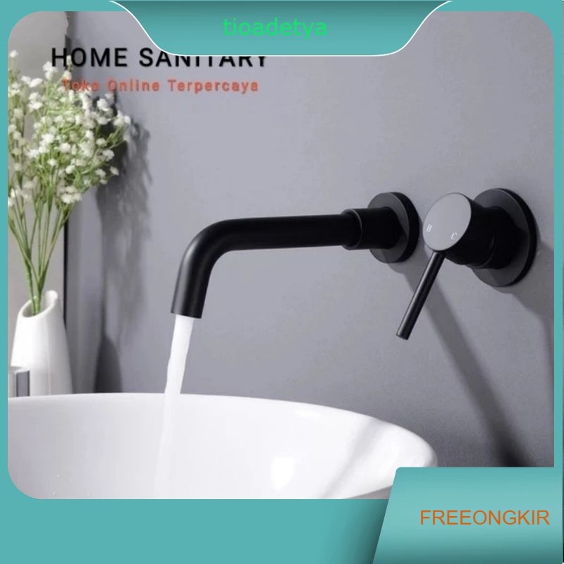 Kran Wastafel Panas Dingin Black Kran Wastafel Tembok Hitam