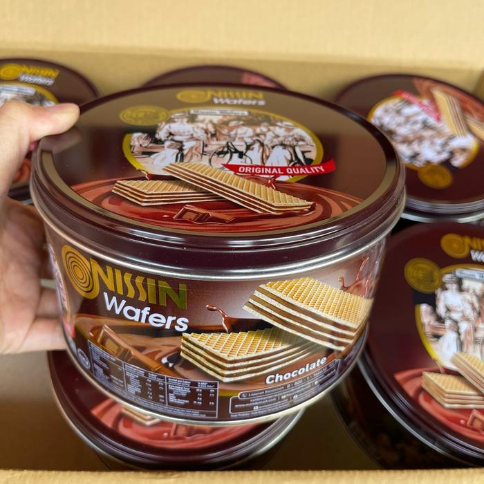 Agen distributor makanan ringan snack hampers lebaran nissin wafers chocolate kaleng kecil 180g orig
