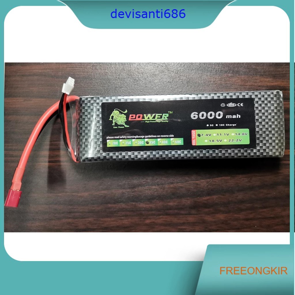 Batre Lipo Battery Lipo Baterai 2S 7.4V 6000mah 35C RC Car Boat Drone Quadcopter Pesawat Airplane