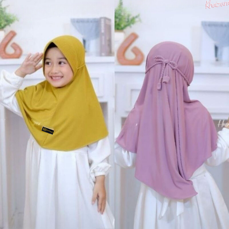 Jilbab tali ulir anak /hijab tali kepang KIDS /kerudung bergo ped ropel