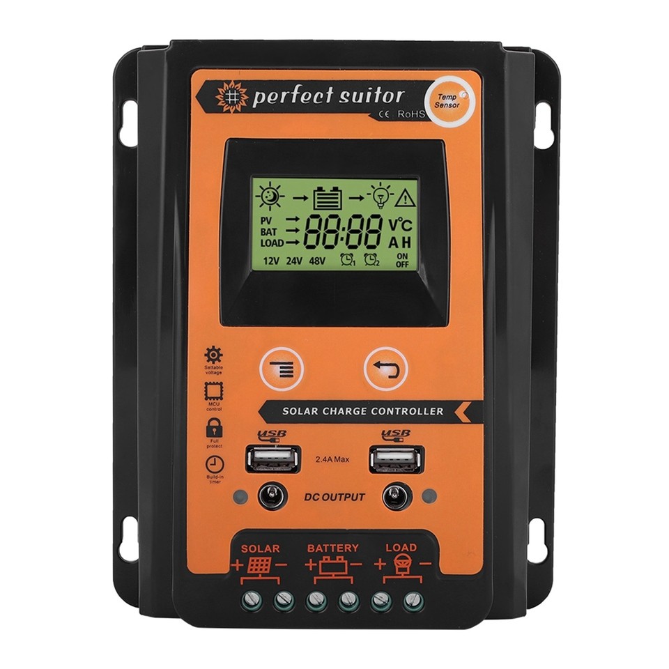 MPPT Short Version Solar Charge Controller Solar Panel Battery Regulator Dual USB LCD splay 12V 24V 