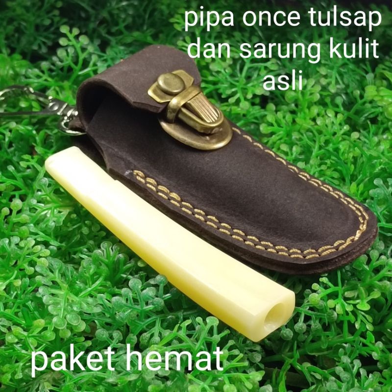 Pipa Once Tulsaap Sarung Kulit Asli Gading Gajah Ori