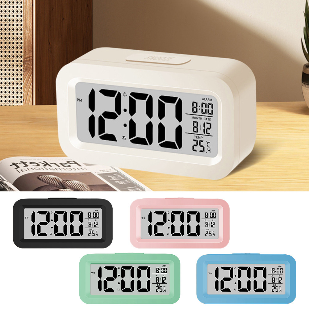 Jam Alarm Digital Baterai Operasi Keluarga Layar LCD Besar Tempat Tidur
