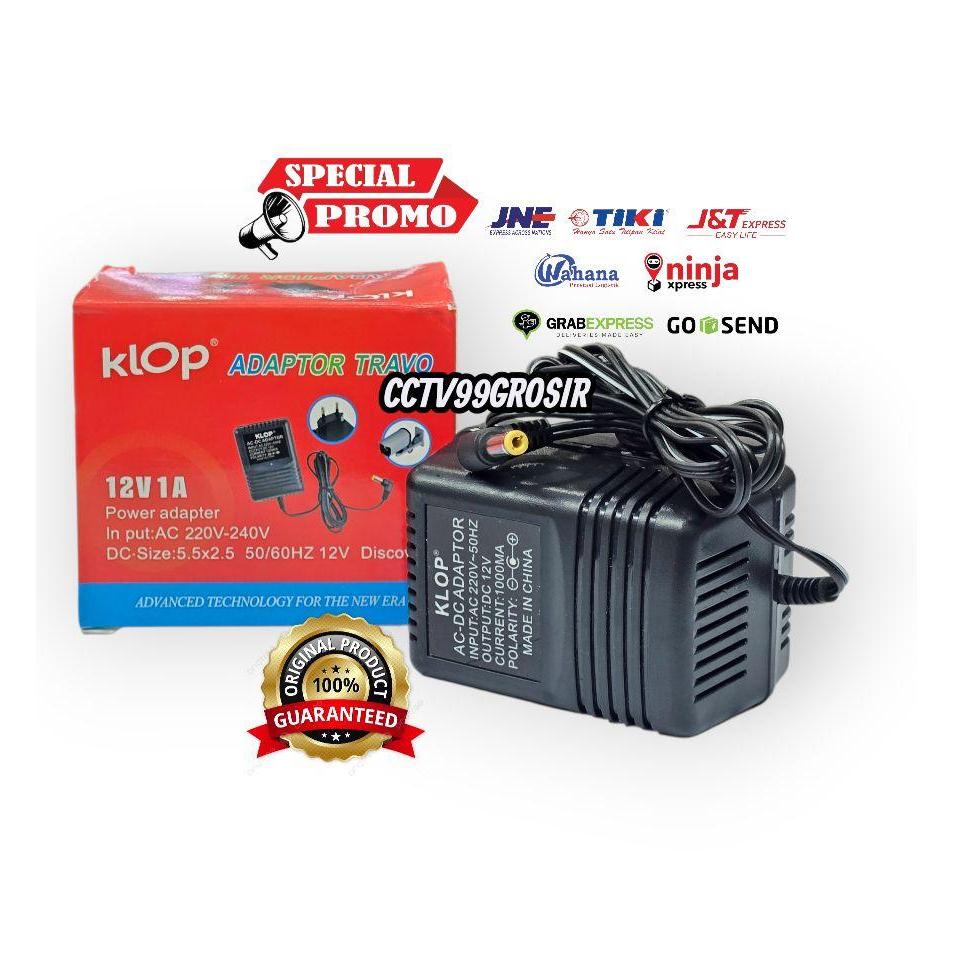 Klop Adaptor Travo 12V 1A Adaptor CCTV