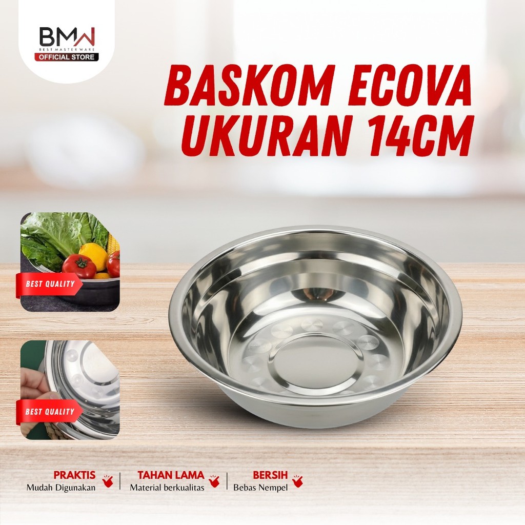 Baskom Kobokan Cuci Tangan Baskom Stainless Ecova Ukuran 14 CM Serbaguna Baskom Kobokan / Baskom Pre