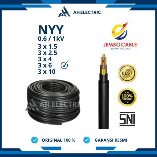 Jembo Kabel Tunggal NYY 3x6 mm / 3 x 6 mm | 1 Roll 25 Meter / 50 Meter / 100 Meter