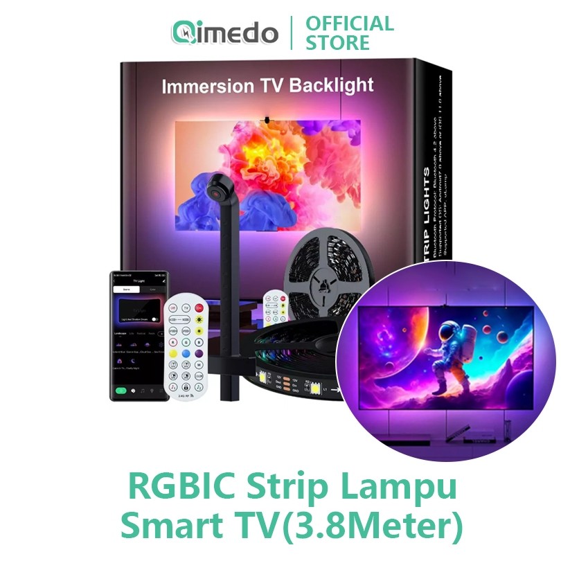 Backlight TV Led Strip Lampu RGBIC PC TV Modding 3.8 Meter Dgn Lem Remote