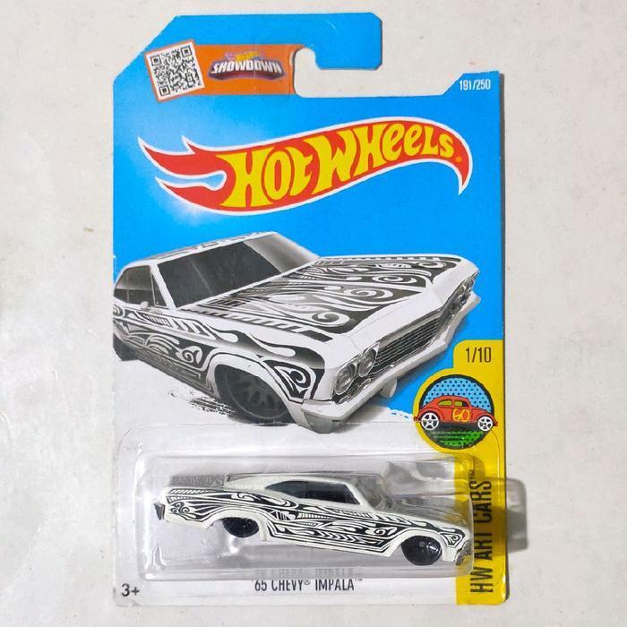 Mainan Hot Wheels 65 Chevy Impala putih  2016 Art Cars