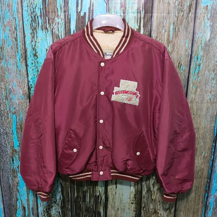 Jaket Bomber AVIREX VARSITY Vintage Avirex 1991 Houston Red Cowboy Varsity Jacket size XL
