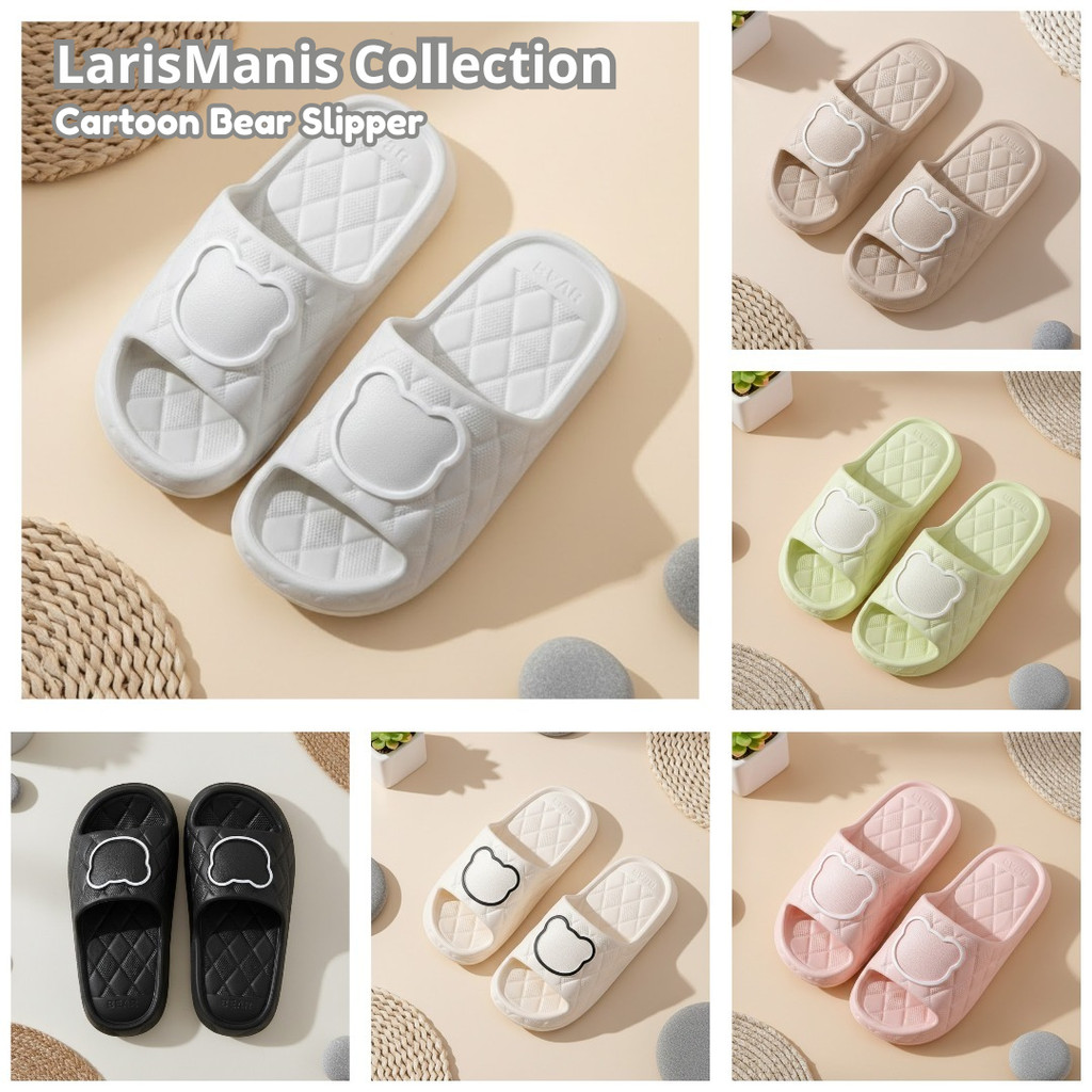 LarisManis Collection - Bear Cartoon Sandal Slop Jelly Slipper Wanita