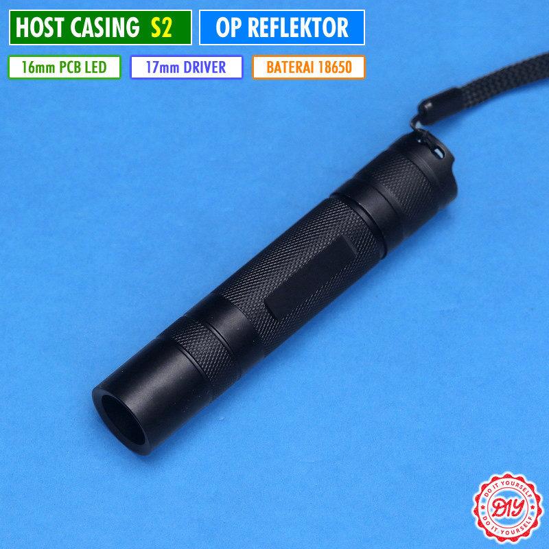 Casing Host Senter S2 Standart Reflektor Focus Orange Peel Cangkang Senter Led Pill Drop-in Tatakan 