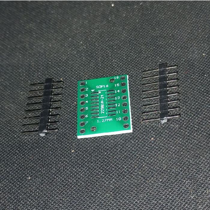 pcb + pin header adapter ic smd to dip 14 pin 2x7 konverter adaptor board kaki 14p 1