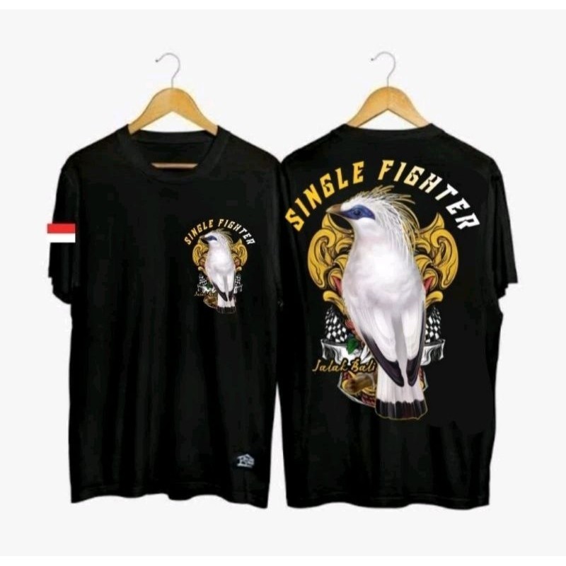 KAOS BURUNG JALAK BALI PUTIH - COTTON COMBAT 30S