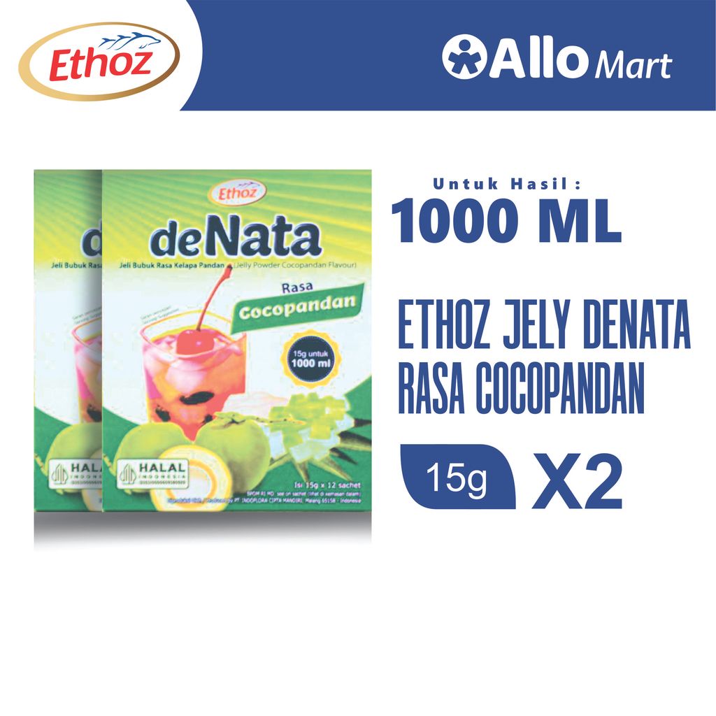 Ethoz Jelly DeNata / Jelly Kelapa Bubuk Instant 15g untuk hasil air 1000ML , dengan berbagai macam r