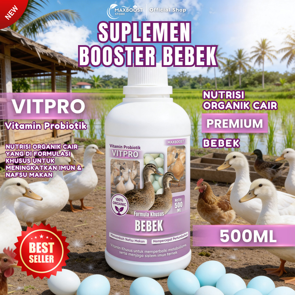 VITPRO BEBEK | Suplemen Booster Pertumbuhan | Bebek Cepat Besar, Sehat & Panen Optimal Vitpro Booste