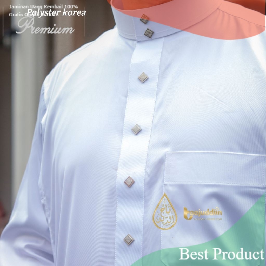Jubah Gamis Pria Dewasa Polyster Korea Style Saudi Import Kancing Premium Exclusive Polyester Korea 
