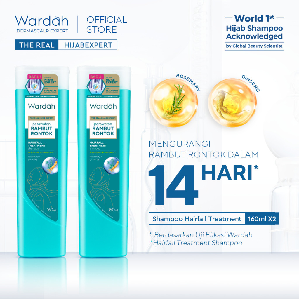 Wardah Shampoo 160mL Twinpack Anti Hairfall, Anti Dandruff, Daily Fresh & Nutrishine 160mL | Rambut 