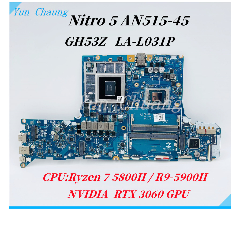 GH53Z LA-L031P Mainboard For Acer Nitro 5 AN515-45 N20C1 Laptop Motherboard NB.QBC11.002 With R7-580