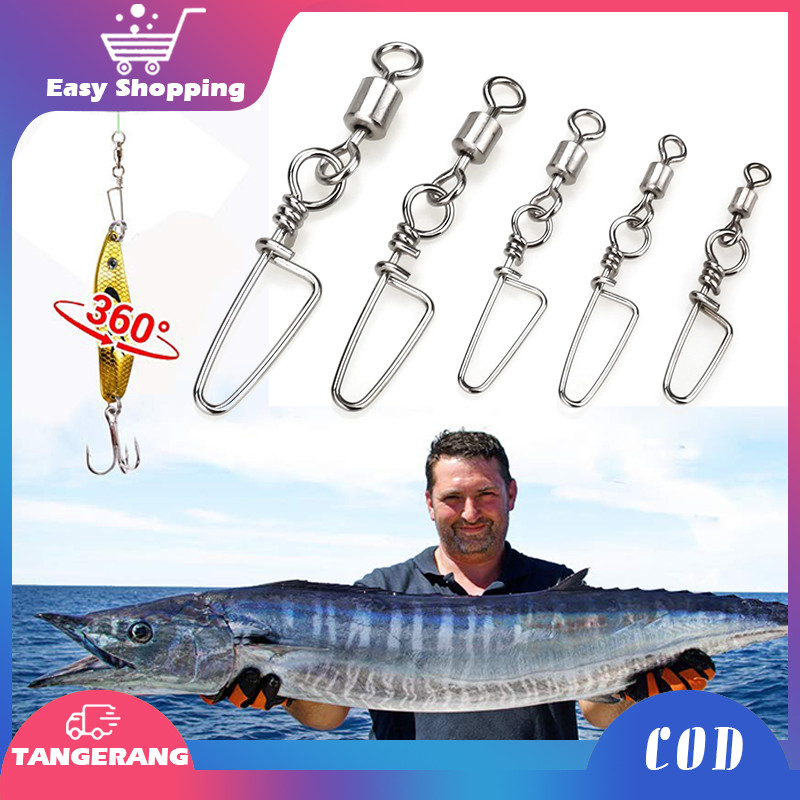 Swivel Putar Lancar Bahan Stainless Steel Konektor Pancing Ikan Kili Kili Snap Besar Kecil