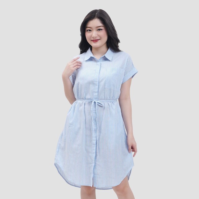 Nevada Stripped Sleeveless Midi Dress Wanita 123217171