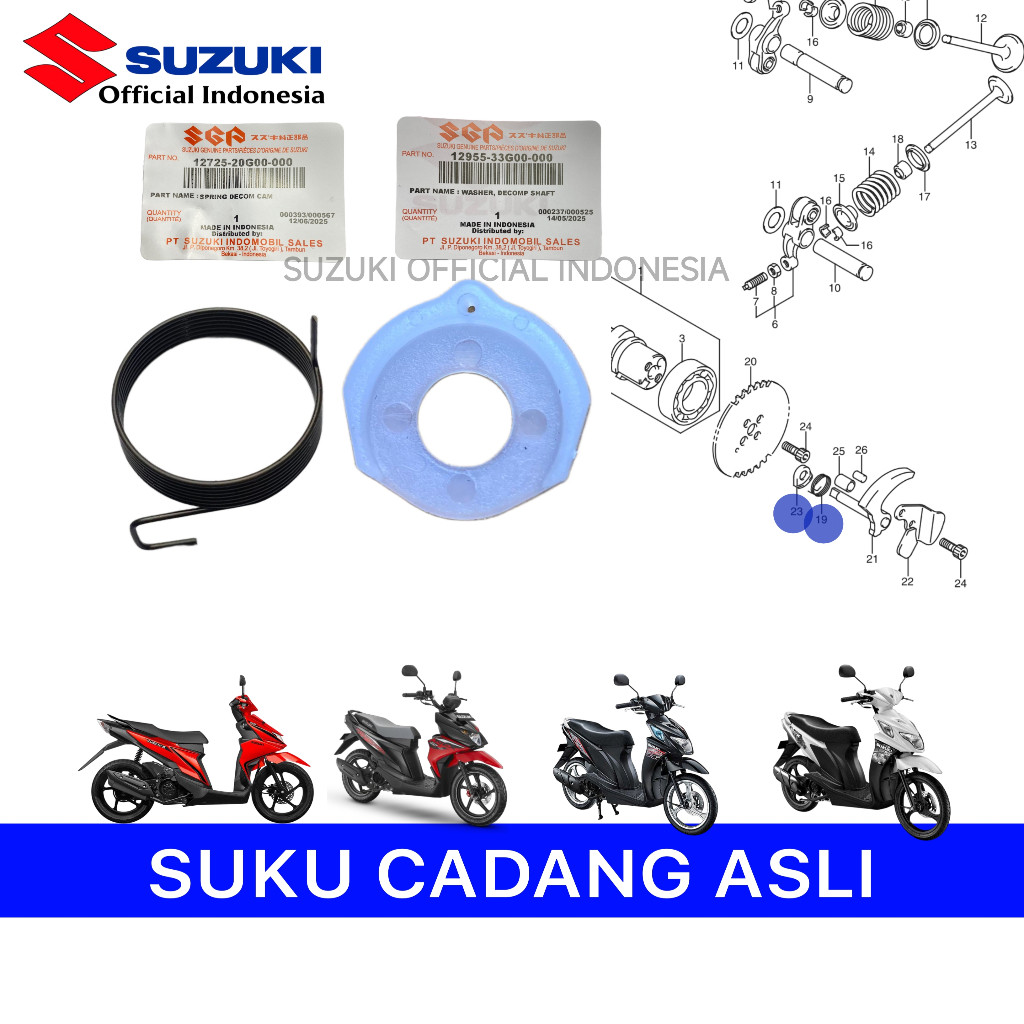 Spring + Ring Decompresi  Suzuki Nex 1 2 FI Injeksi Nex Cross – Original SGP – 12725-20G00 / 12955-3
