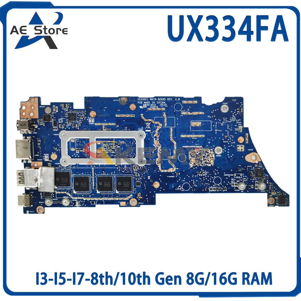 AE UX334FA Mainboard For ASUS UX334FL UX334FLC UX434FLC UX434FA UX434FL Laptop Motherboard I3-I5-I7-
