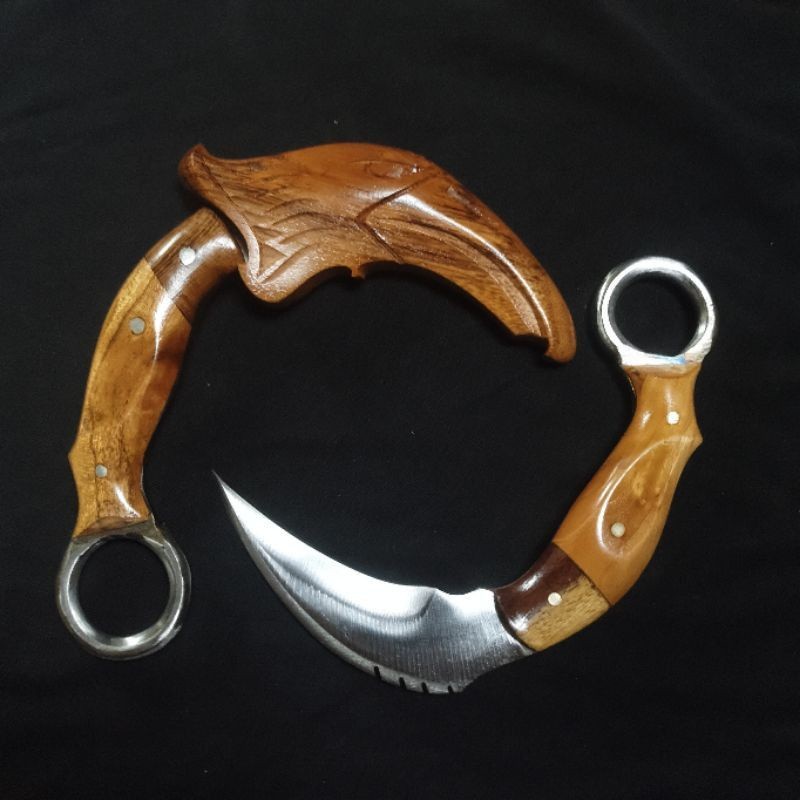 CEMA - Karambit Silat Jati Ukir Elang Tajam 2 Sisi