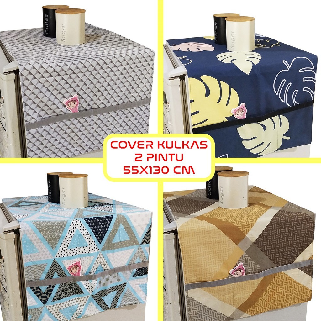 Taplak Cover Kulkas Besar 2 Pintu Katun CVC