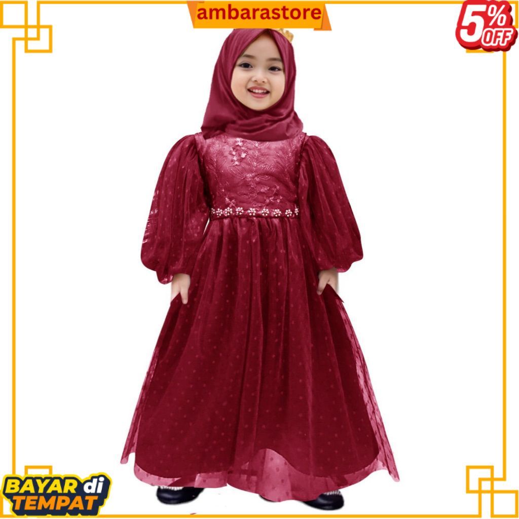 READY Gamis anak perempuan Elis 2-11thn / gamis anak cewek / gaun pesta anak muslim / gamis anak 4 t