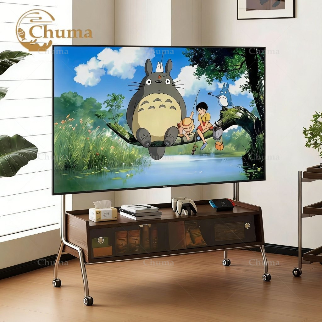 360°Roda || Rak TV Kayu Besi Pegboard 120cm Minimalis Modern Multifungsi  Lemari TV Industrial Meja 