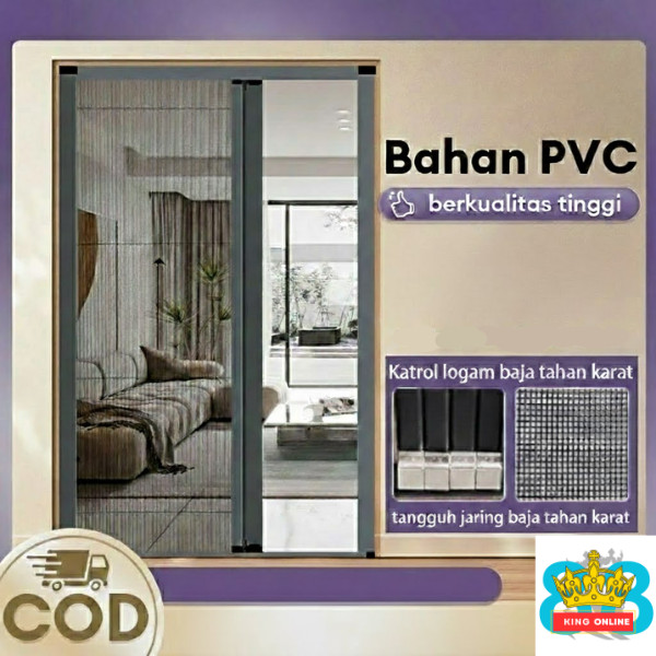 REAIM Tirai Pintu Anti Nyamuk Tebal PVC Tirai Lipat Pintu Rumah Penyekat Ruangan