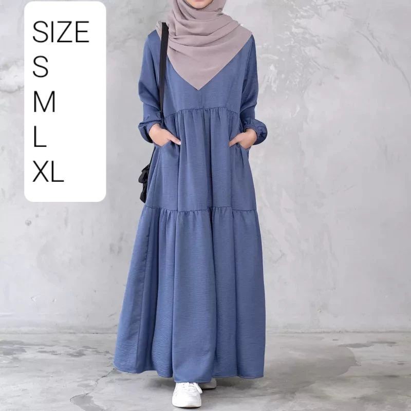 GAMIS SERUT MAT CRINCLE  REMAJA KEKINIAN TERBARU GAMIS DRESS REMAJA/LEBARAN KEKINIAN GAMIS SERUT BUS