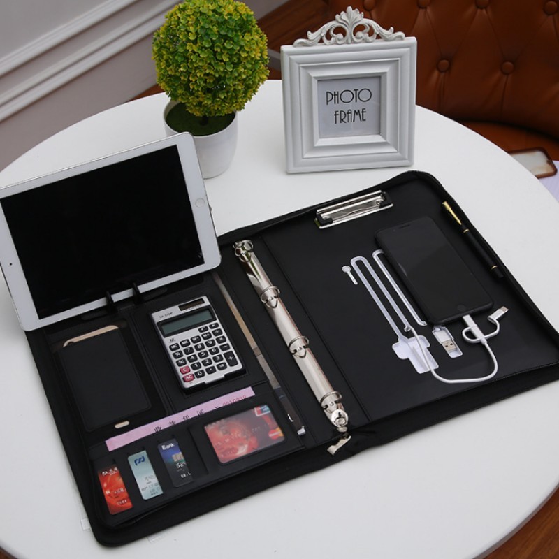 Multifunctional A4 Conference Folder Business Stationery Folder Leather Contract File FoldersTravel 