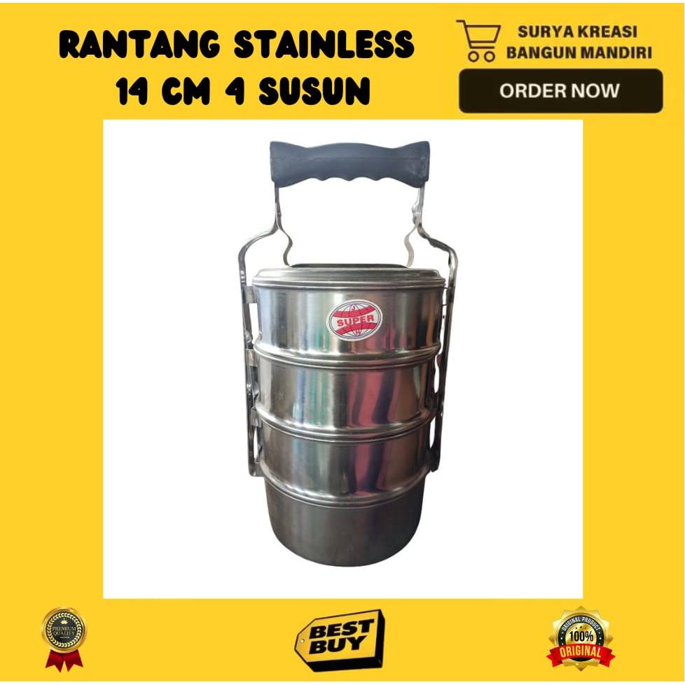 RANTANG STAINLESS 14 CM SUPER - RANTANG STAINLESS 3 SUSUN - RANTANG SUSUN 4 SUSUN - FOOD CARRIER
