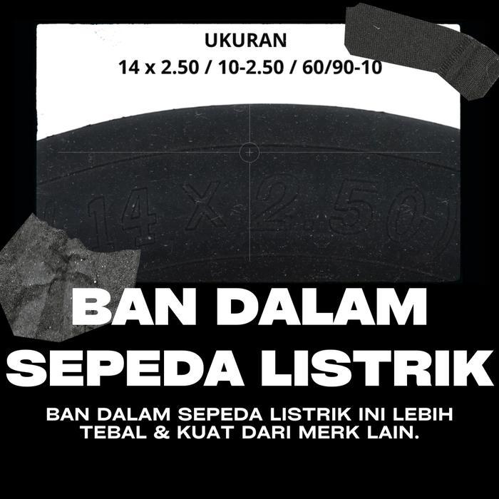 Ban Dalam Dalem Pentil Bengkok Miring Sepeda Listrik Ukuran 14 X 2,50 Pentil Bengkok Electric Scoote