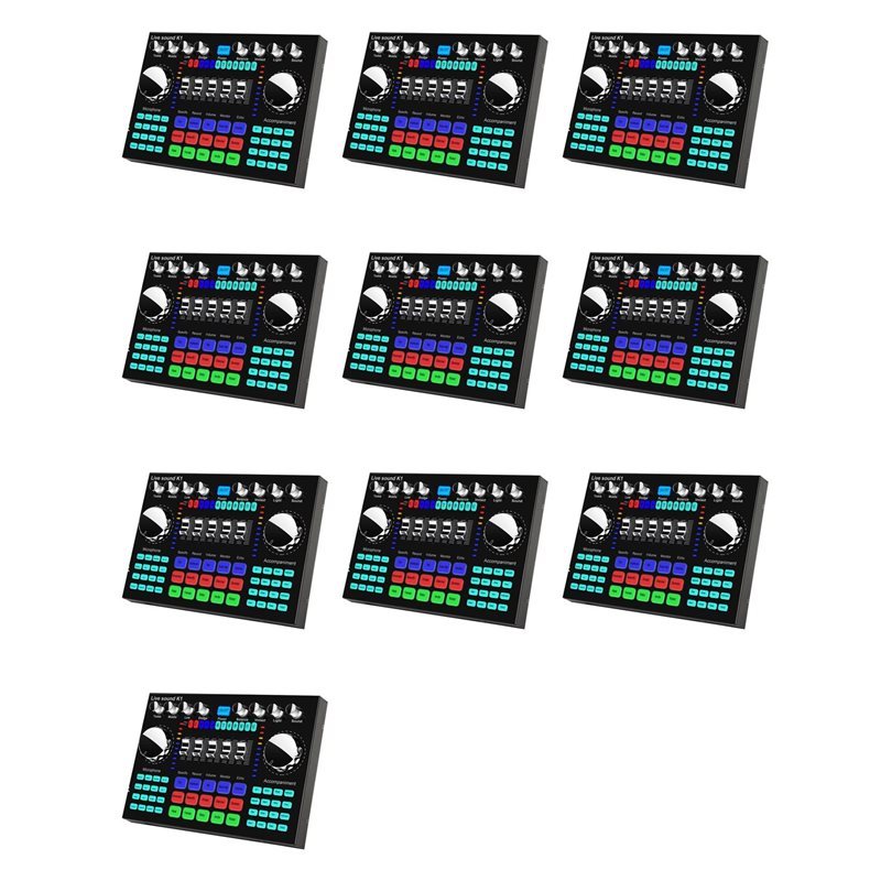 10X K1 Live Sound Card Portable Bluetooth Sound Card Profession Adjustable Volume Auo For Music Reco