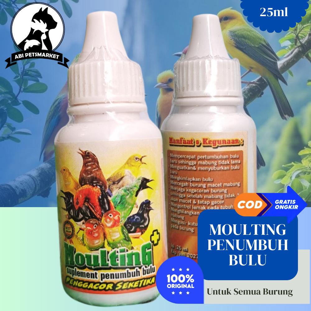 Moulting Penggacor Seketika 25ml Vitamin Mabung Burung Penumbuh Bulu Murai Kacer Lovebird