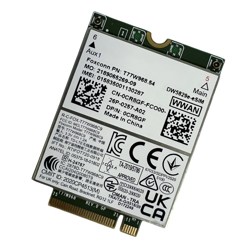 T77W968.50 DW5829e-eSIM DW5829e X20 LTE Cat9 450Mbps FDD-LTE TDD-LTE 4G Modular for dell 7320 7330 7