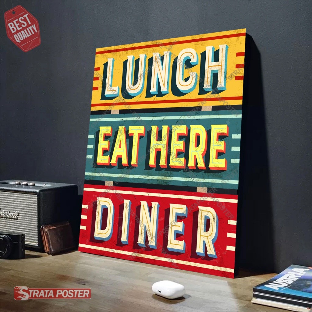 TERLARIS Hiasan Dinding Cafe Poster Retro Vintage Kayu MDF